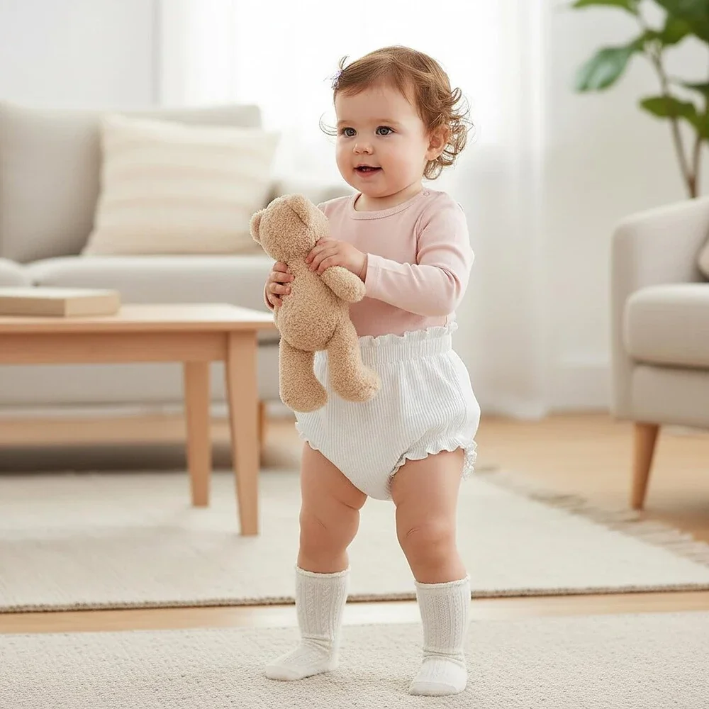 SOBOWO Baby 3-Pack Bloomers Diaper Covers Ribbed Ruffle Solid Triangle 2-3T